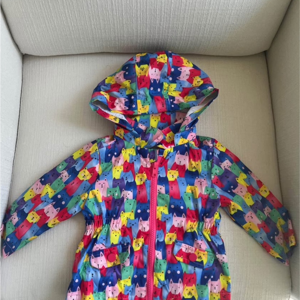 Kids Raincoat with Cat Print